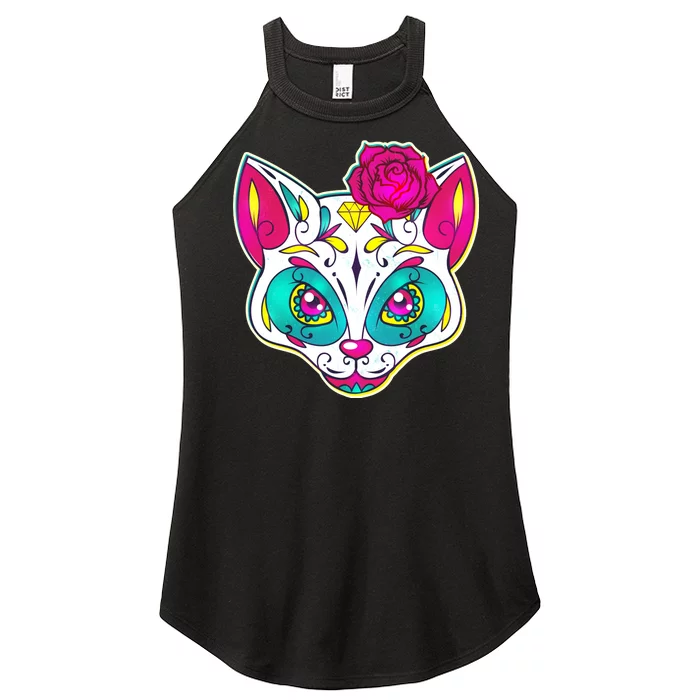 Sugar Skull Cat Women’s Perfect Tri Rocker Tank