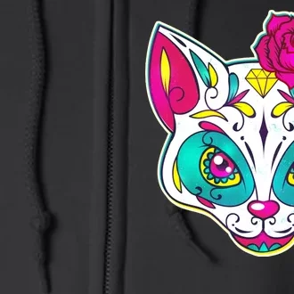 Sugar Skull Cat Full Zip Hoodie