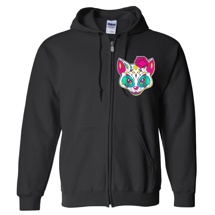 Sugar Skull Cat Full Zip Hoodie