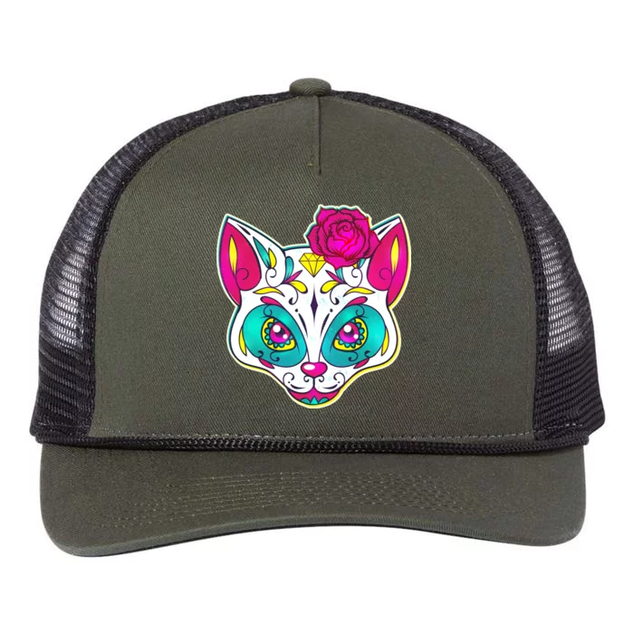 Sugar Skull Cat Retro Rope Trucker Hat Cap