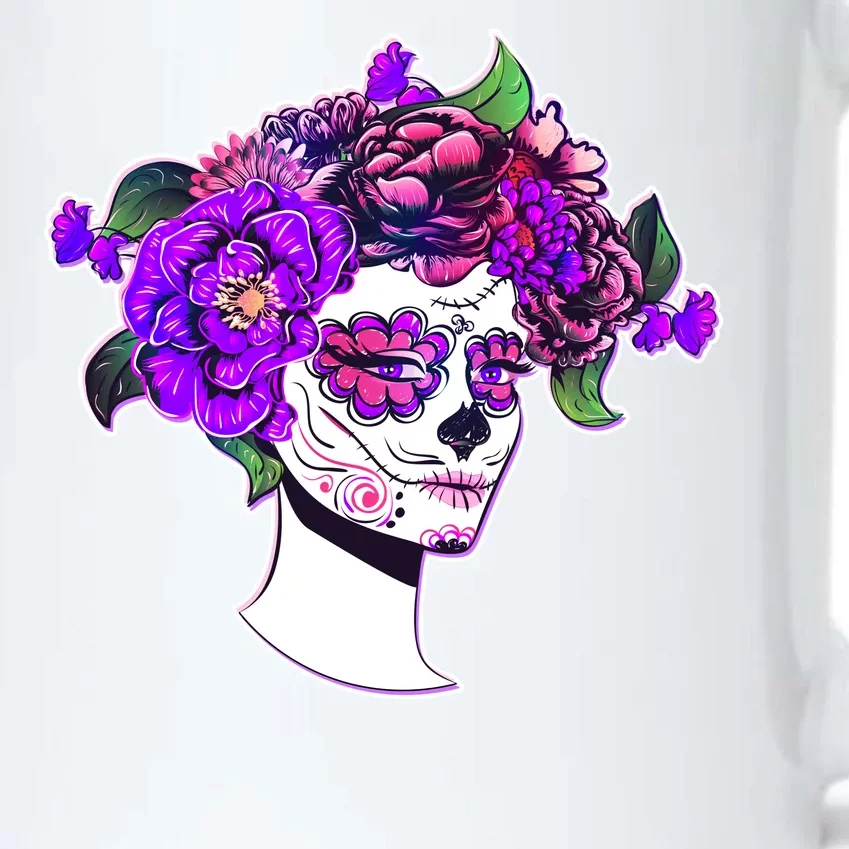 Sugar Skull Flower Girl Black Color Changing Mug