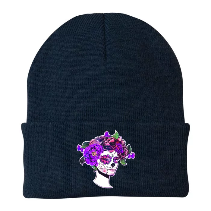 Sugar Skull Flower Girl Knit Cap Winter Beanie