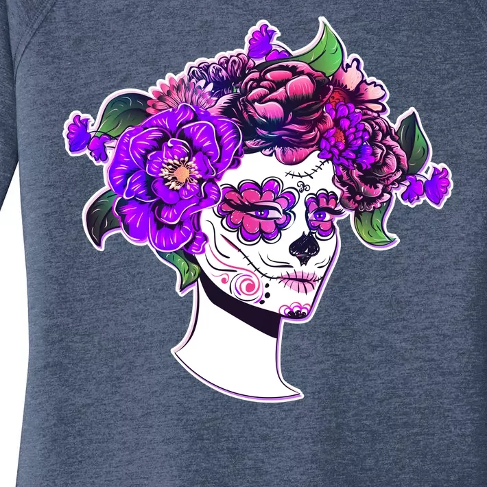 Sugar Skull Flower Girl Women's Perfect Tri Tunic Long Sleeve Shirt