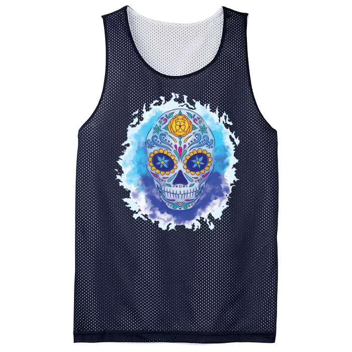 Sugar Skull Watercolor Mesh Reversible Basketball Jersey Tank