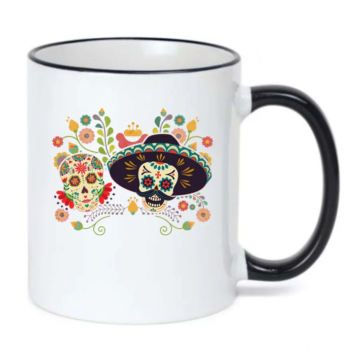 Sugar Skulls Day of the Dead Black Color Changing Mug