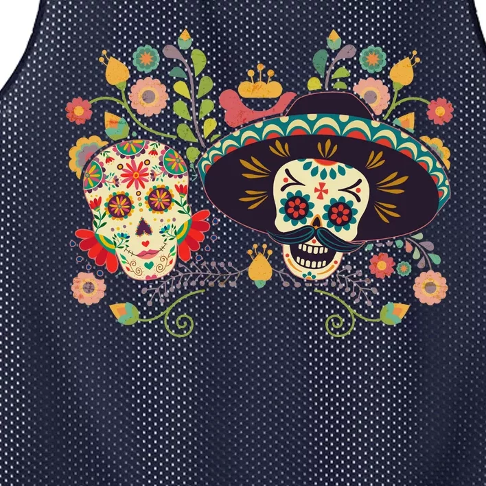 Sugar Skulls Day of the Dead Mesh Reversible Basketball Jersey Tank