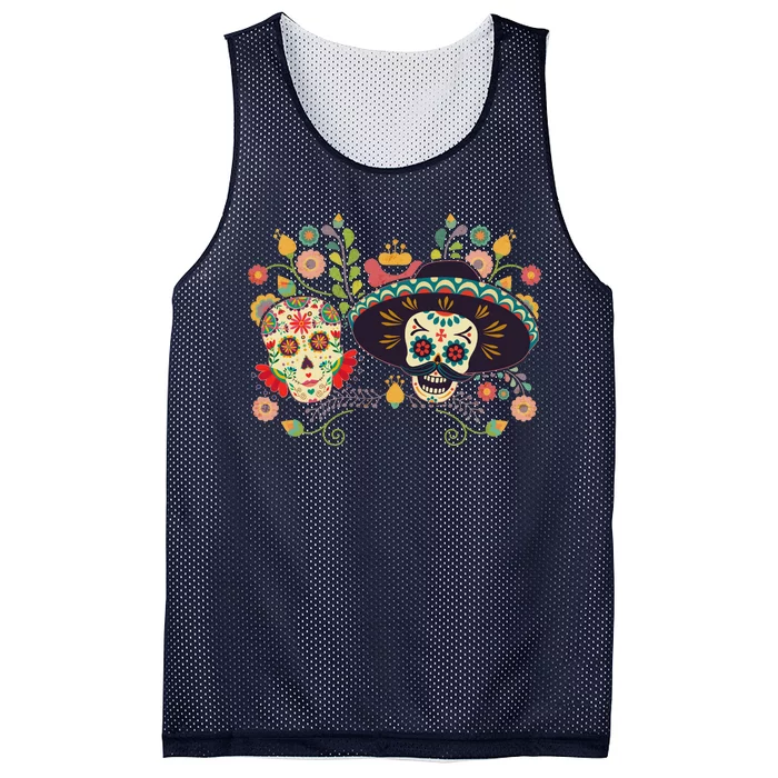 Sugar Skulls Day of the Dead Mesh Reversible Basketball Jersey Tank