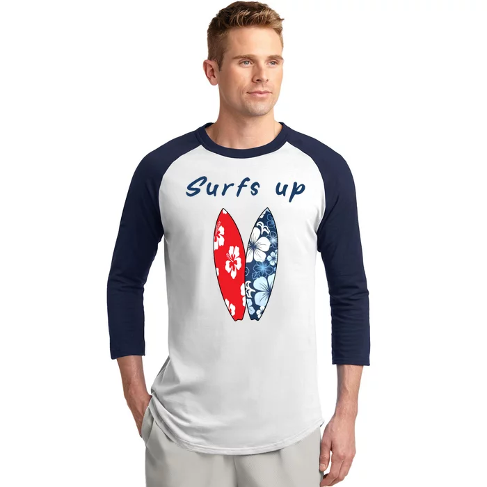 Surfs Up Hawaiian Style Baseball Sleeve Shirt