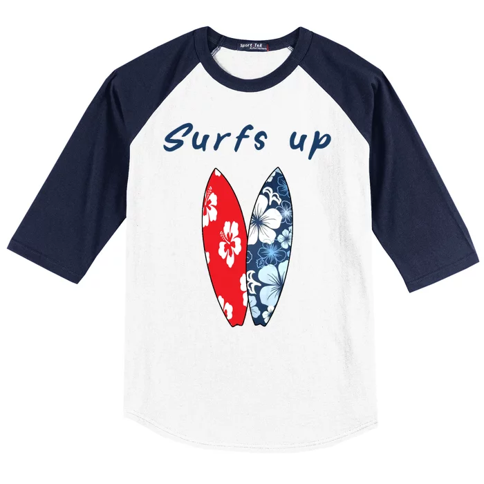 Surfs Up Hawaiian Style Baseball Sleeve Shirt