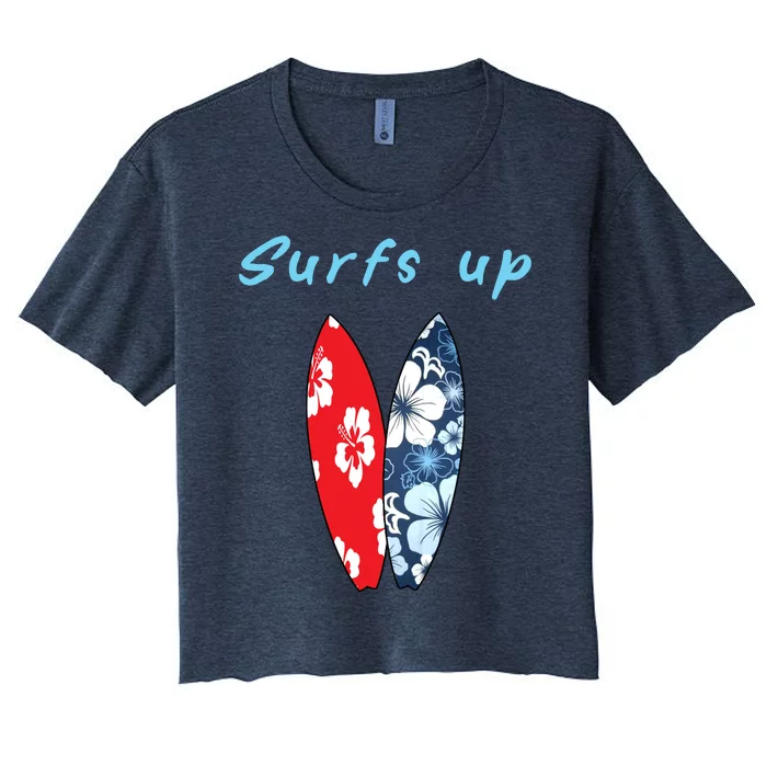 Surfs Up Hawaiian Style Women's Crop Top Tee