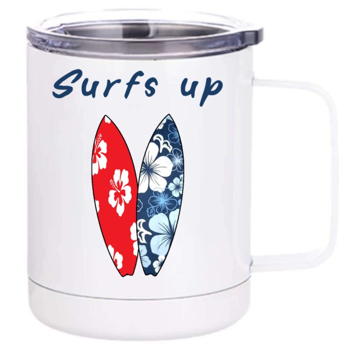 Surfs Up Hawaiian Style Front & Back 12oz Stainless Steel Tumbler Cup