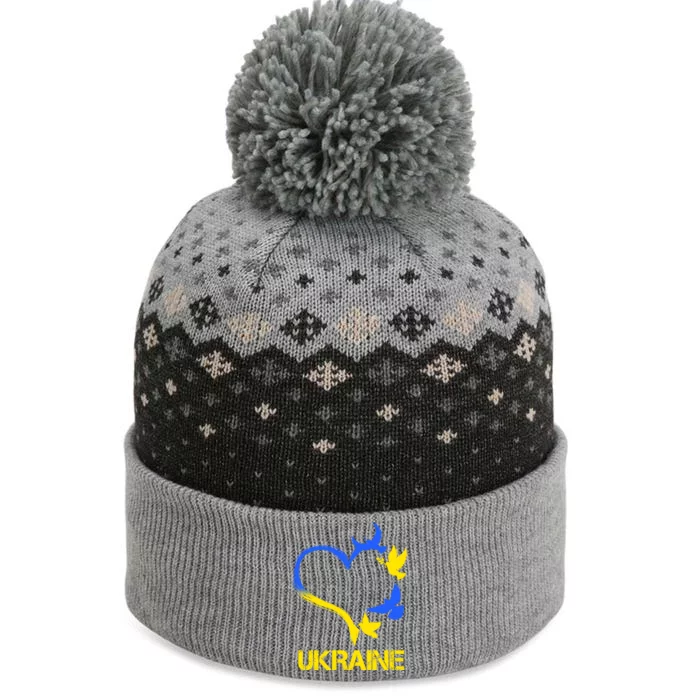 Support Ukraine Heart Doves The Baniff Cuffed Pom Beanie