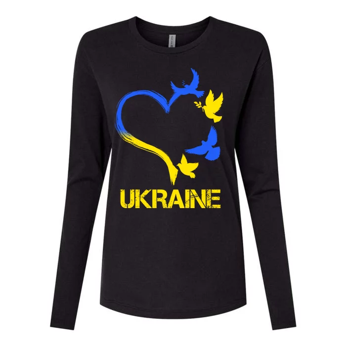 Support Ukraine Heart Doves Womens Cotton Relaxed Long Sleeve T-Shirt