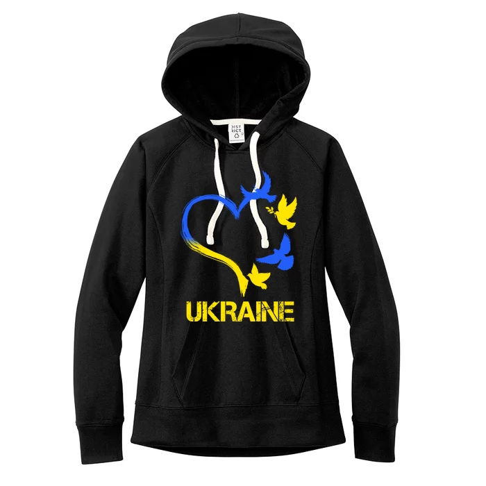 Support Ukraine Heart Doves Women's Fleece Hoodie