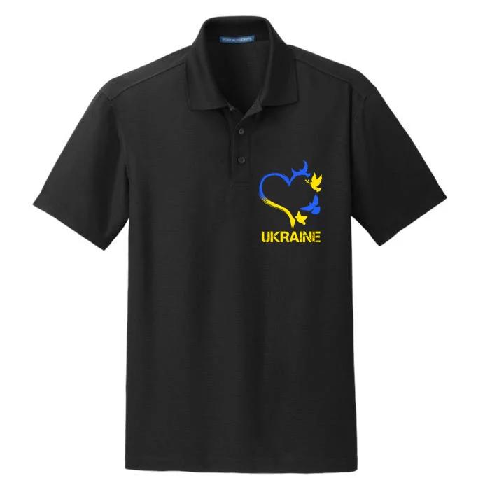 Support Ukraine Heart Doves Dry Zone Grid Performance Polo