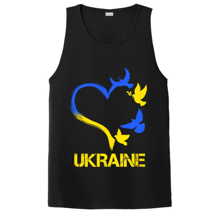 Support Ukraine Heart Doves Performance Tank