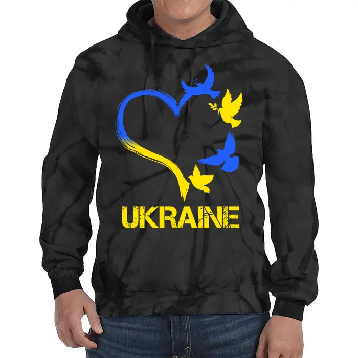 Support Ukraine Heart Doves Tie Dye Hoodie