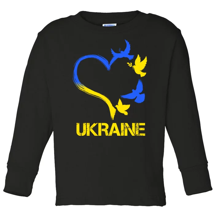 Support Ukraine Heart Doves Toddler Long Sleeve Shirt