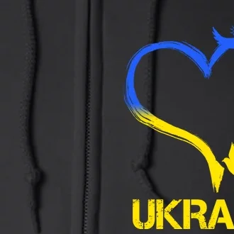 Support Ukraine Heart Doves Full Zip Hoodie