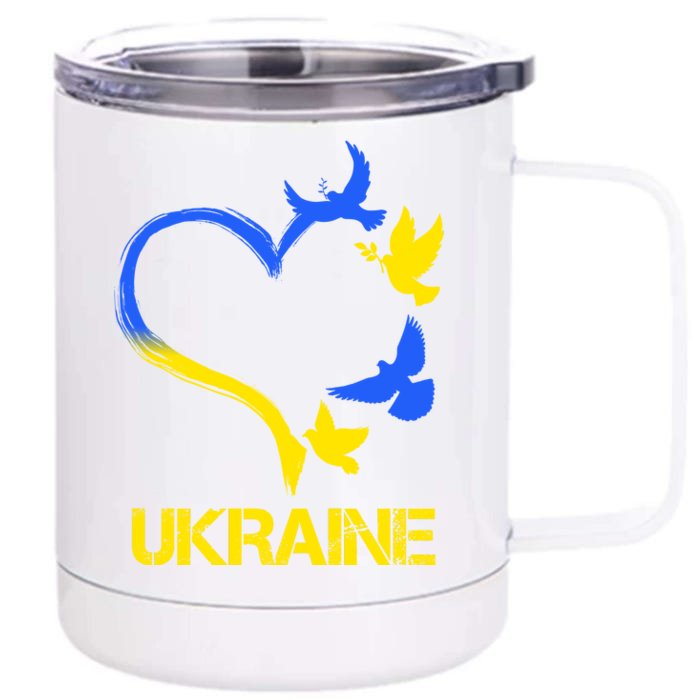 Support Ukraine Heart Doves Front & Back 12oz Stainless Steel Tumbler Cup