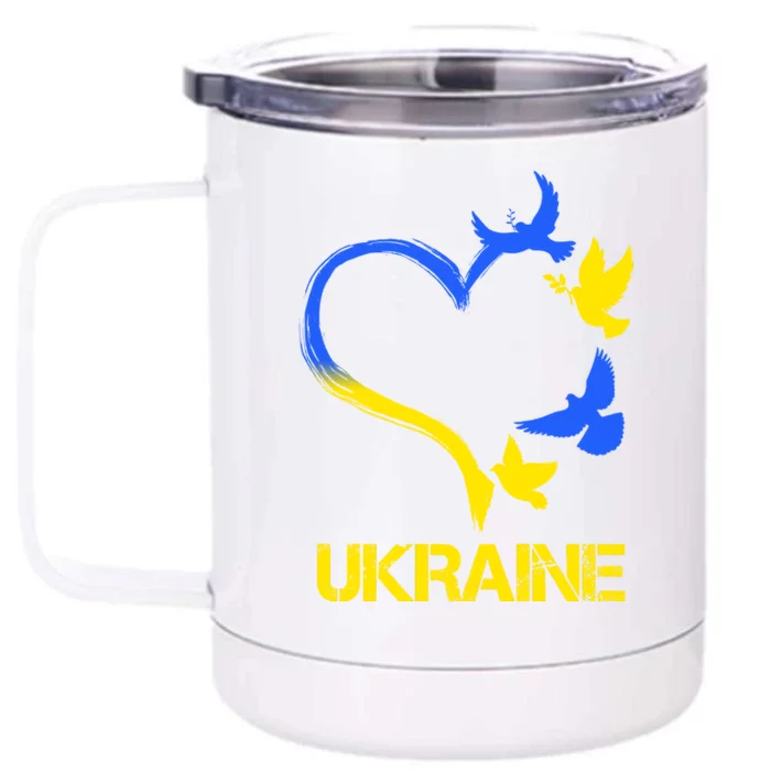 Support Ukraine Heart Doves Front & Back 12oz Stainless Steel Tumbler Cup