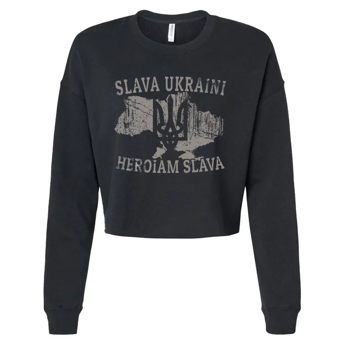 Slava Ukraini Heroiam Slava Glory To Heroes Glory To Ukraine Cropped Pullover Crew