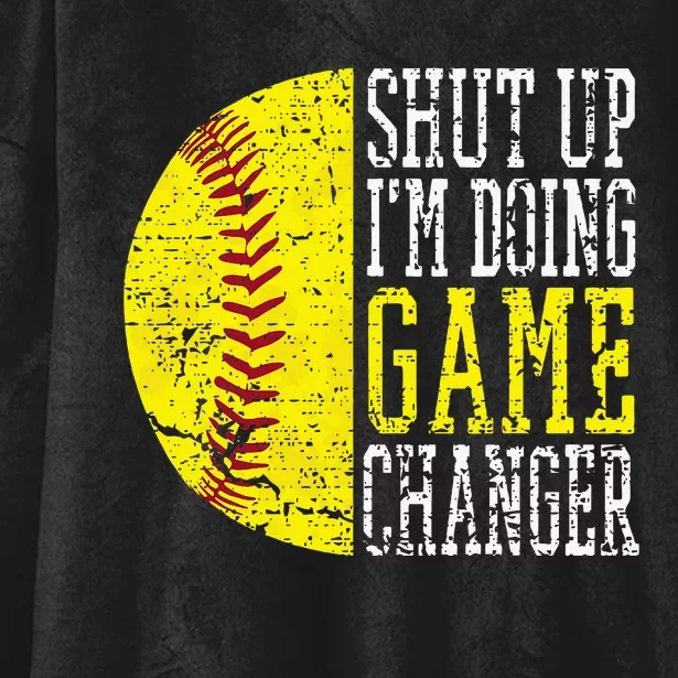 Shut Up IM Doing Game Changer Funny Baseball Player Hooded Wearable Blanket