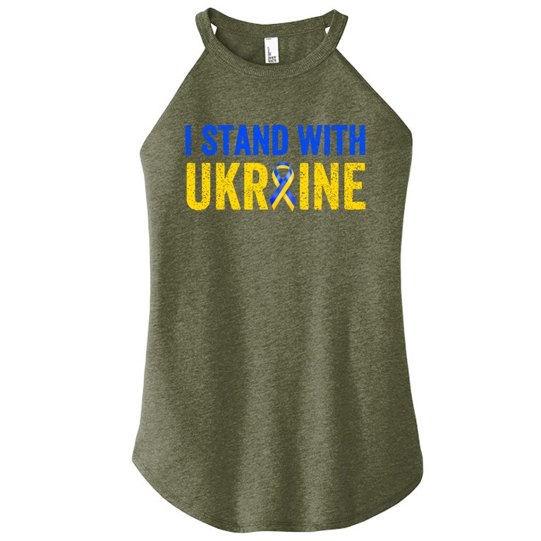 Support Ukraine I Stand With Ukraine Ribbon Flag Women’s Perfect Tri Rocker Tank
