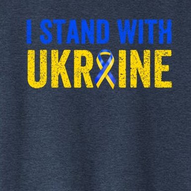 Support Ukraine I Stand With Ukraine Ribbon Flag Women's Crop Top Tee