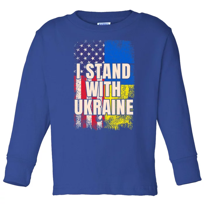 Support Ukraine I Stand With Ukraine Ukrainian Flag Meaningful Gift Toddler Long Sleeve Shirt