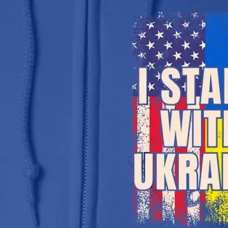 Support Ukraine I Stand With Ukraine Ukrainian Flag Meaningful Gift Full Zip Hoodie