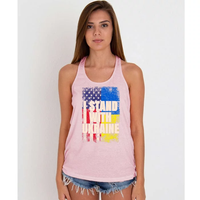 Support Ukraine I Stand With Ukraine Ukrainian Flag Meaningful Gift Women's Knotted Racerback Tank