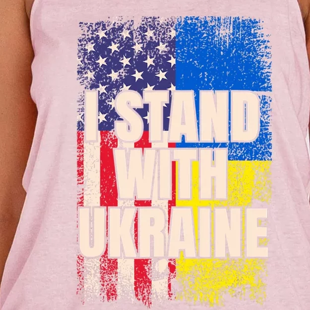 Support Ukraine I Stand With Ukraine Ukrainian Flag Meaningful Gift Women's Knotted Racerback Tank