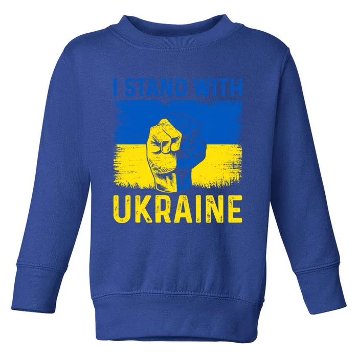 Support Ukraine I Stand With Ukraine Ukrainian Flag Great Gift Toddler Sweatshirt