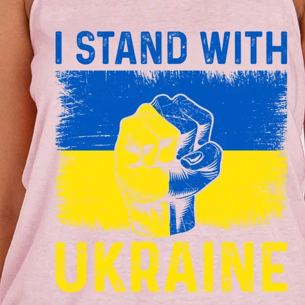 Support Ukraine I Stand With Ukraine Ukrainian Flag Great Gift Women's Knotted Racerback Tank