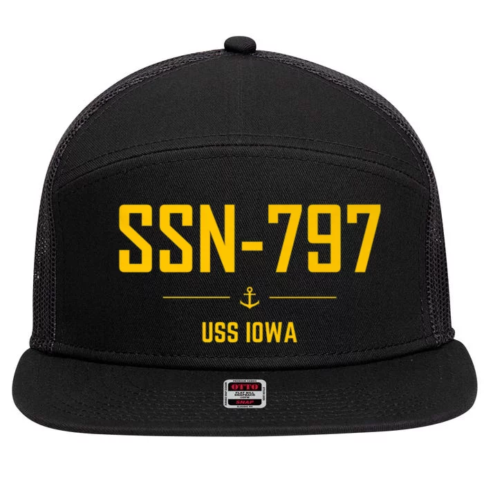 SSN797 USS Iowa 7 Panel Mesh Trucker Snapback Hat