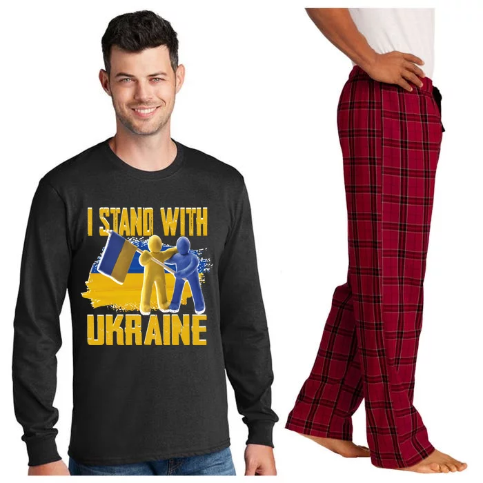 Support Ukraine I Stand With Ukraine Ukrainian Flag Clays Gift Long Sleeve Pajama Set