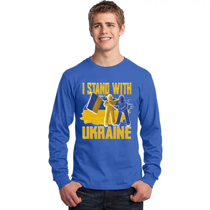 Support Ukraine I Stand With Ukraine Ukrainian Flag Clays Gift Tall Long Sleeve T-Shirt