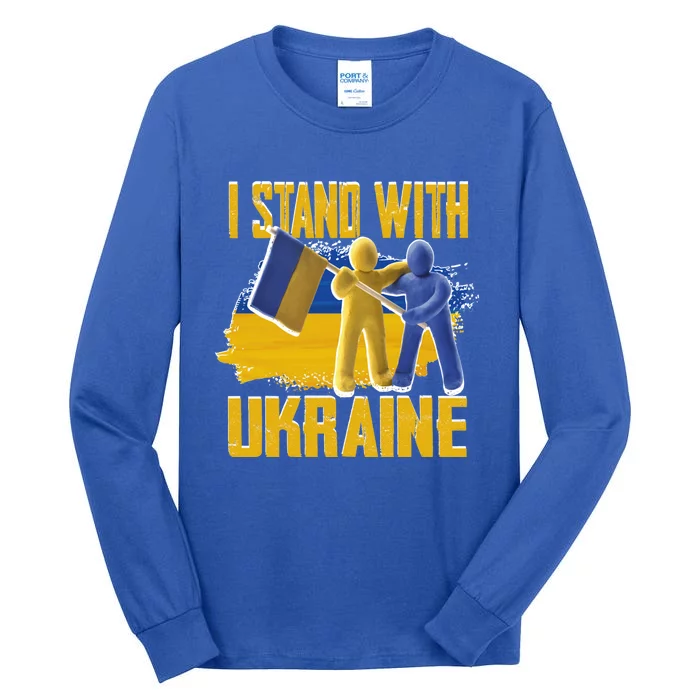 Support Ukraine I Stand With Ukraine Ukrainian Flag Clays Gift Tall Long Sleeve T-Shirt