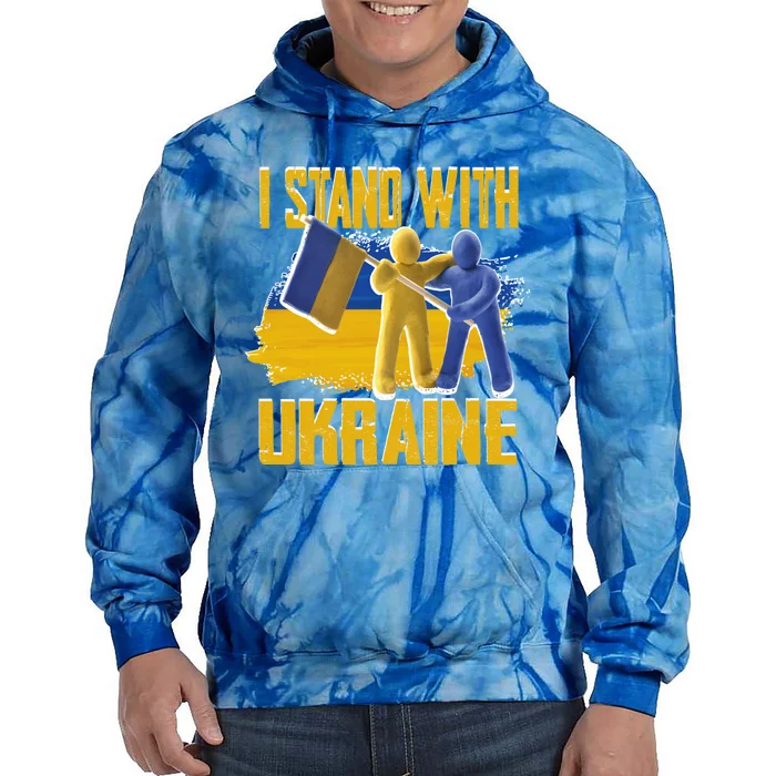 Support Ukraine I Stand With Ukraine Ukrainian Flag Clays Gift Tie Dye Hoodie