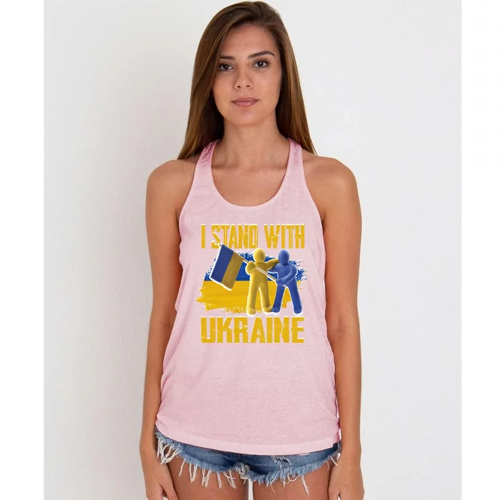 Support Ukraine I Stand With Ukraine Ukrainian Flag Clays Gift Women's Knotted Racerback Tank