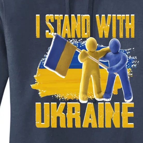 Support Ukraine I Stand With Ukraine Ukrainian Flag Clays Funny Gift Women's Pullover Hoodie