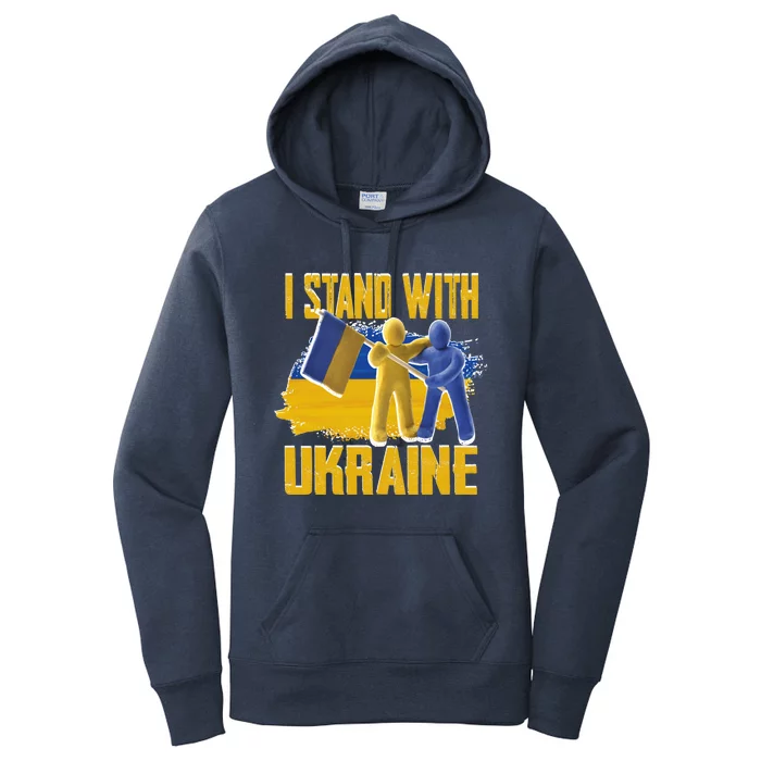 Support Ukraine I Stand With Ukraine Ukrainian Flag Clays Funny Gift Women's Pullover Hoodie