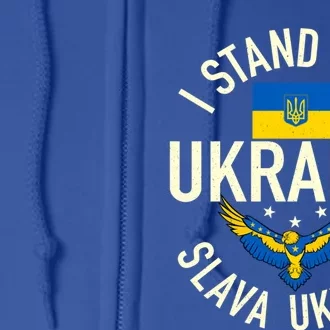 Support Ukraine I Stand With Ukraine Ukrainian Flag Patriot Funny Gift Full Zip Hoodie