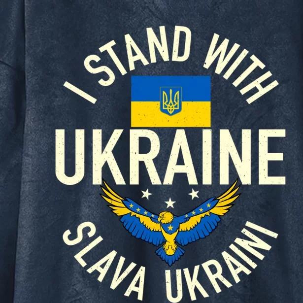 Support Ukraine I Stand With Ukraine Ukrainian Flag Patriot Funny Gift Hooded Wearable Blanket