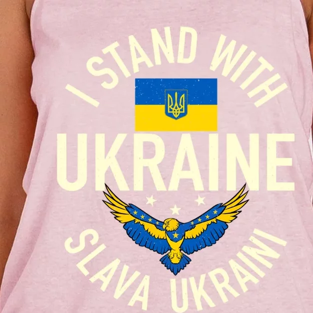 Support Ukraine I Stand With Ukraine Ukrainian Flag Patriot Funny Gift Women's Knotted Racerback Tank