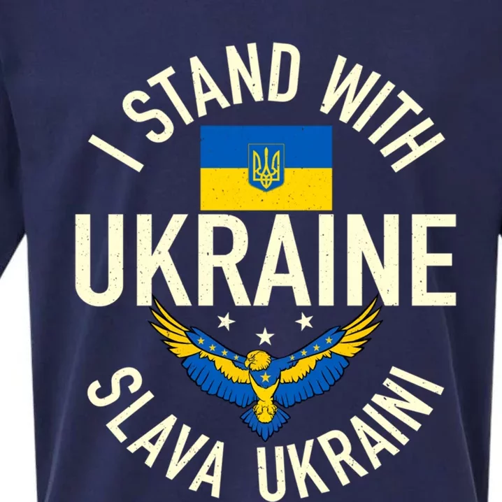 Support Ukraine I Stand With Ukraine Ukrainian Flag Patriot Funny Gift Sueded Cloud Jersey T-Shirt