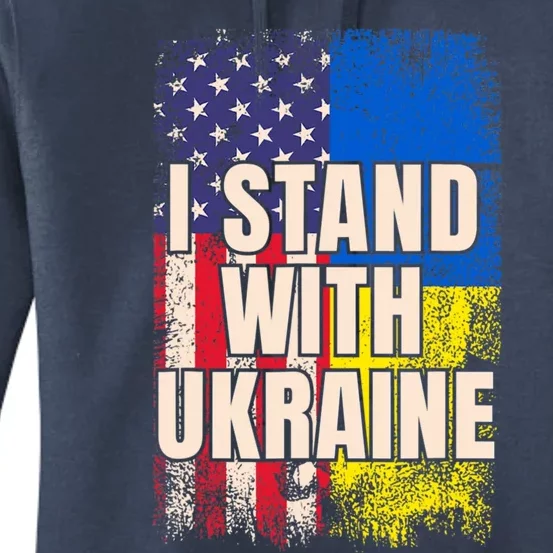 Support Ukraine I Stand With Ukraine Ukrainian Flag Cute Gift Women's Pullover Hoodie