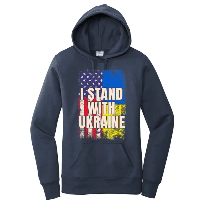 Support Ukraine I Stand With Ukraine Ukrainian Flag Cute Gift Women's Pullover Hoodie