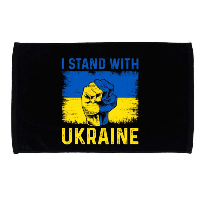 Support Ukraine I Stand With Ukraine Ukrainian Flag Gift Microfiber Hand Towel